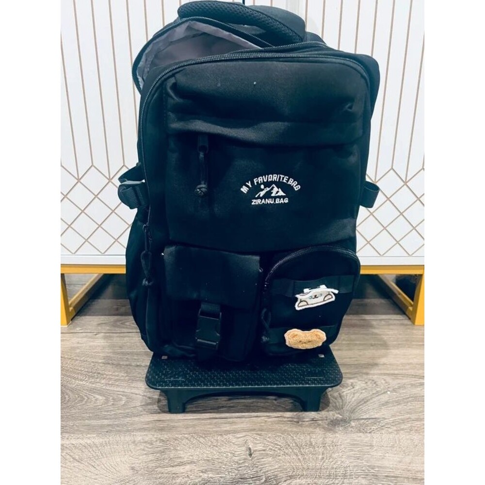 Ziranu Black Rolling Backpack Trolley Bag with Wheels – New